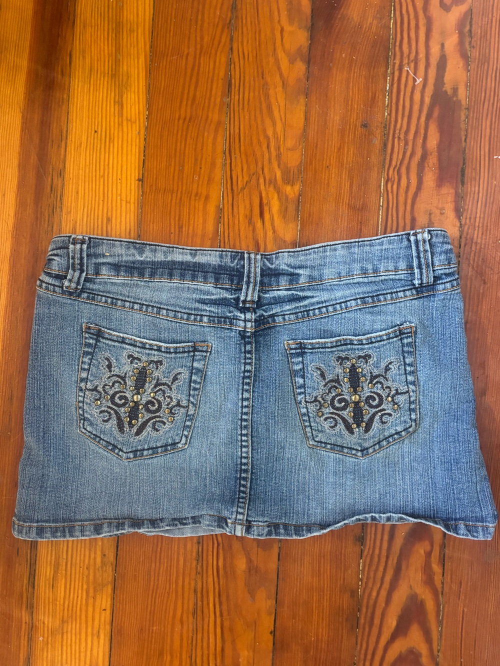 BONGO Light Blue Straight Leg Jeans with Embellished Back Pockets